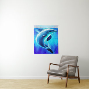 Tapiz Hermoso delfín en el arte oceánico