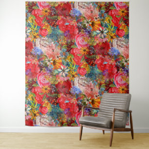 Tapiz Hermoso Modelo Floral Brillante Abstracto Abstract