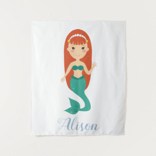 Tapiz Hermoso nombre personalizado chica de sirena perso