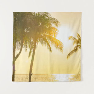 Tapiz Hermoso paisaje oceánico con silueta c