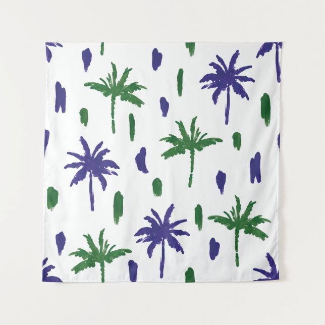Tapiz Hermoso patrón de palmeras tropicales (Anverso)