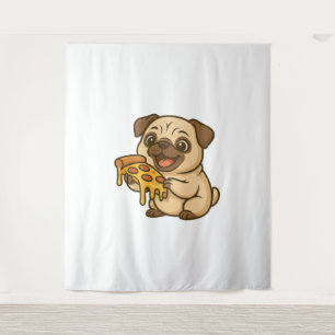 Tapiz Hermoso pug con fresas dibujo animado dulce afruta