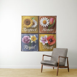 Tapiz Hermosos Rótulos de madera en 3D con floral ascend