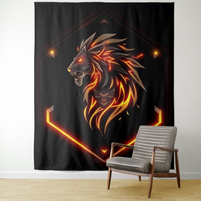 Tapiz „Herz des Löwen – In flammendem Gold“ (In situ)