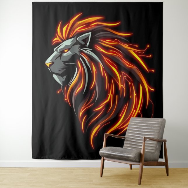 Tapiz „Herz des Löwen – In flammendem Gold“ (In situ)