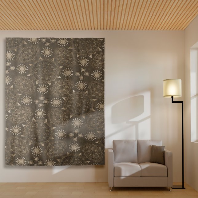 Tapiz Hexaa sepia dorden ursidae mandala arte (Subido por el creador)