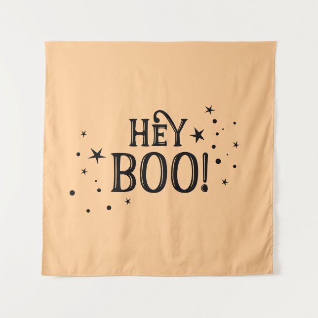 Tapiz Hey Boo! Halloween Backdrop party banner  (Anverso)