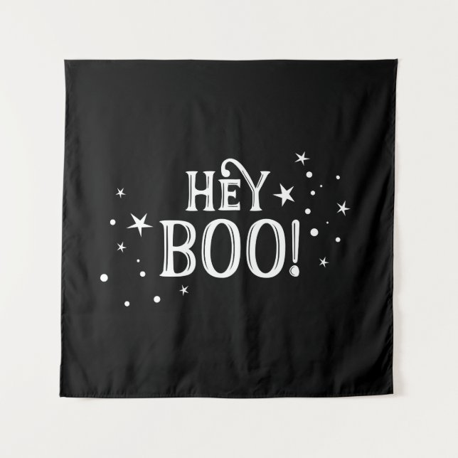 Tapiz Hey Boo! Halloween Backdrop party banner  (Anverso)