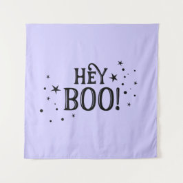 Tapiz Hey Boo! Halloween Backdrop purple party banner