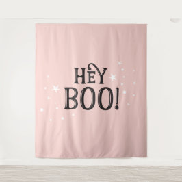 Tapiz Hey Boo! Halloween pink Backdrop party banner