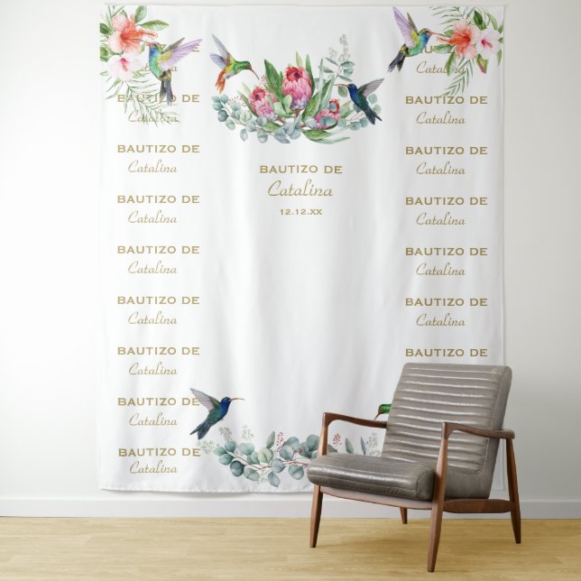 Tapiz Hibiscus Floral Step & Repeat Bautizo Backups (In situ)