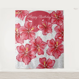 Tapiz Hibiscus & lace RED