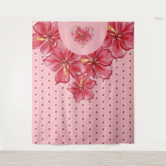 Tapiz Hibiscus & lace RED (Anverso)