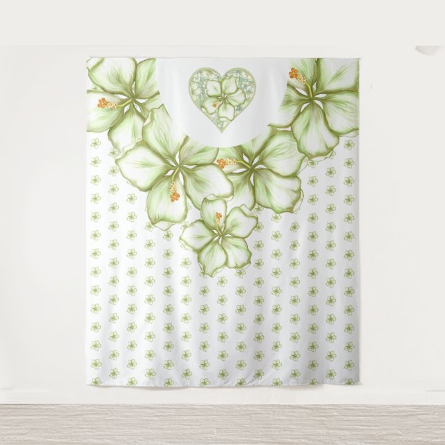 Tapiz Hibiscus & lace WHITE (Anverso)