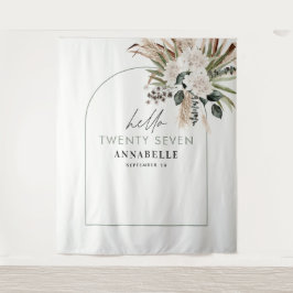 Tapiz Hierba de pampas de cumpleaños eucalipto moderno v