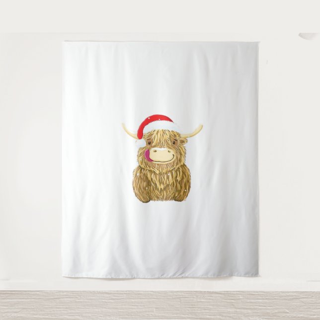 Tapiz Highland Cow Merry navidad camiseta de nieve Essen (Anverso)