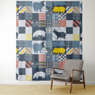Tapiz Hippos Faux Quilt