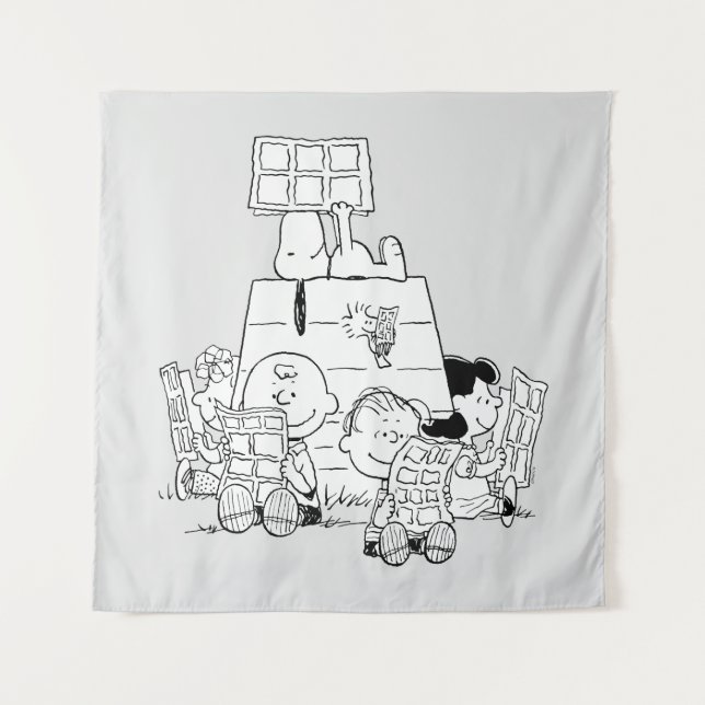 Tapiz Historietas de lectura de juegos de maní (Anverso)