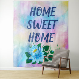 Tapiz Hogar dulce hogar hermosa flor azul acuática