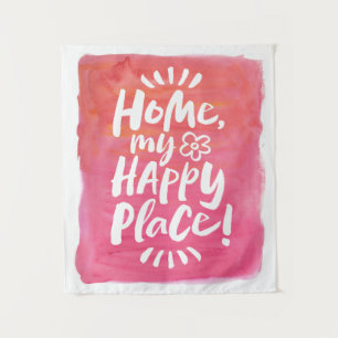 Tapiz ¡HOGAR, mi lugar feliz! Acuarela Calm Pastel Rosa