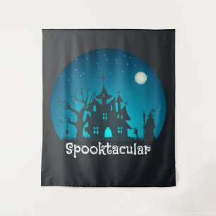 Tapiz Hogar trinitense de azul y negro en Spooktacular