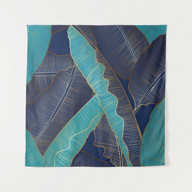 Tapiz Hoja de Banana Dorada: Patrón de Lujo. (Anverso)