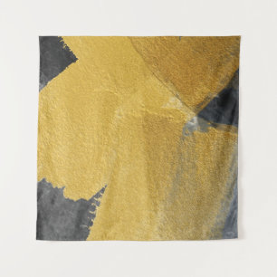 Tapiz Hoja de oro, diseño negro abstracto