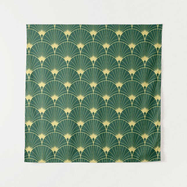 Tapiz Hoja de palmera: patrón art deco. (Anverso)