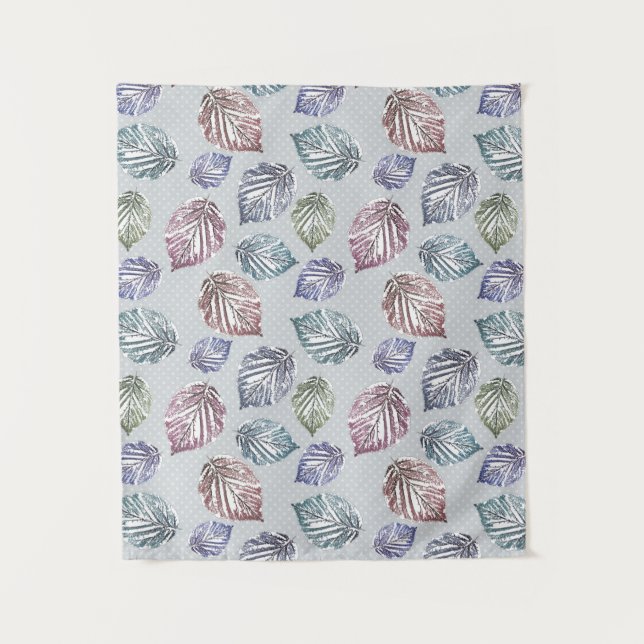 Tapiz Hojas de apertura sobre fondo gris claro (Anverso)