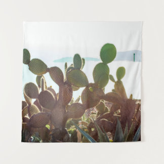 Tapiz Hojas de cactus. Planta al aire libre con luz de f