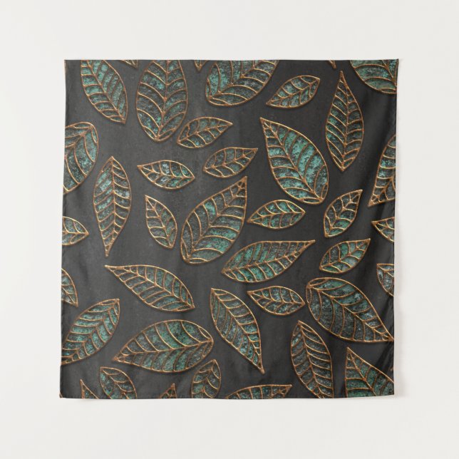 Tapiz Hojas de cobre: textura de grunge negro. (Anverso)