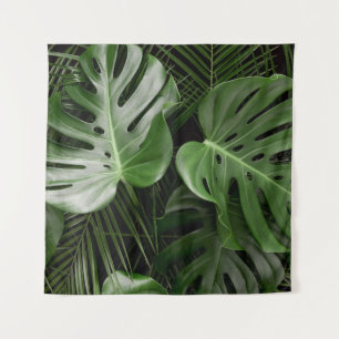 Tapiz Hojas de Monstera, diseño tropical de lujo.