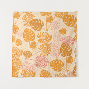 Tapiz Hojas de monstera: silueta tropical sin soldadura