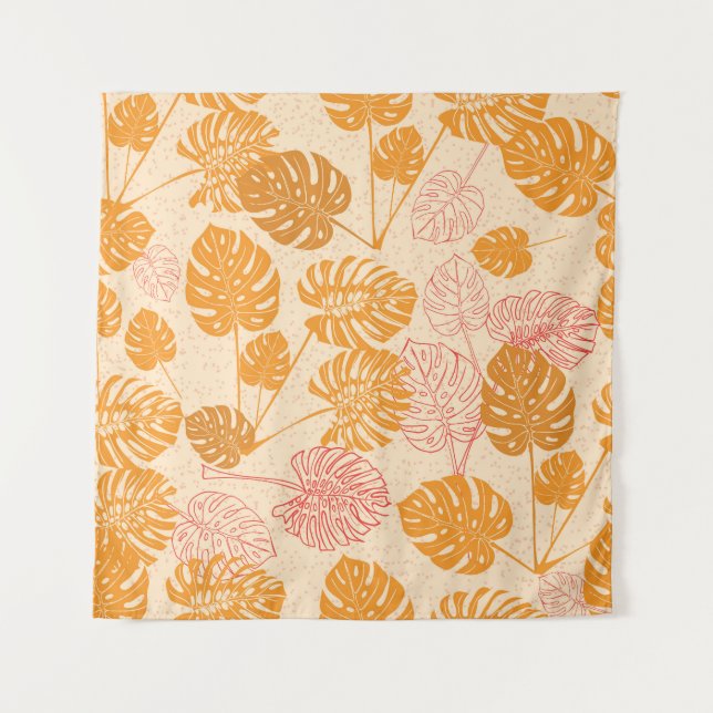 Tapiz Hojas de monstera: silueta tropical sin soldadura (Anverso)