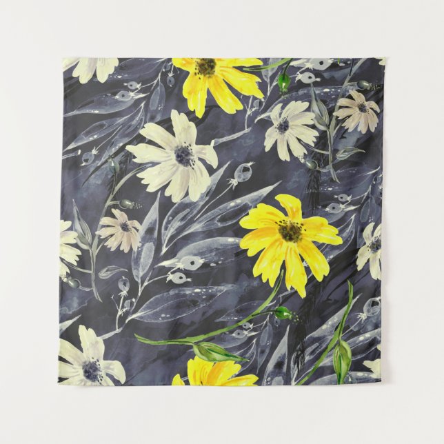 Tapiz Hojas de otoño, bayas: patrón de acuarela. (Anverso)