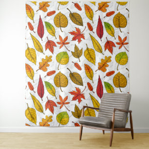 Tapiz Hojas de otoño en blanco