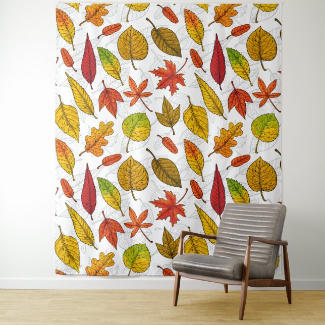 Tapiz Hojas de otoño en blanco (In situ)