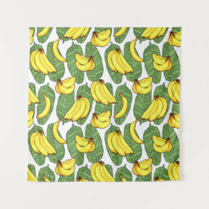 Tapiz Hojas de plátano: Patrón de frutas tropicales