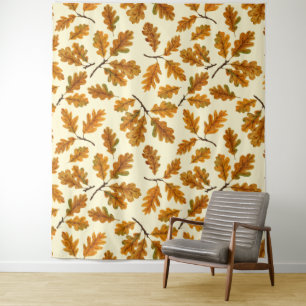 Tapiz Hojas de roble otoñales en blanco roto