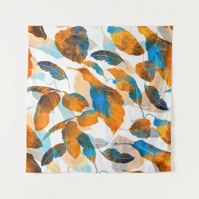 Tapiz Hojas de silueta: acuarela, pa digital sin costura (Anverso)