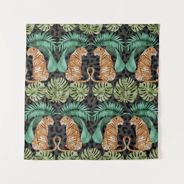 Tapiz Hojas de tigres: la jungla acuarela sin foco. (Anverso)