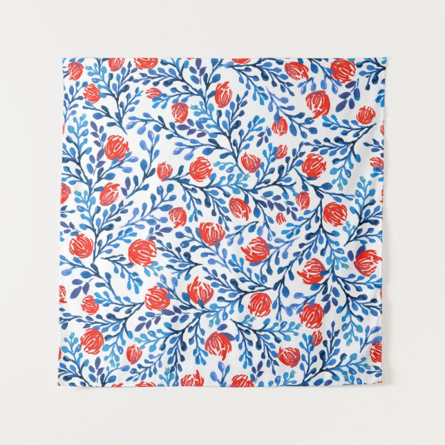 Tapiz Hojas Florales: Patrón de la Naturaleza sin Marea (Anverso)