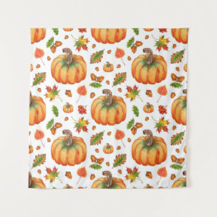 Tapiz Hojas otoñales, bellotas: patrón de acuarela.