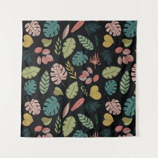 Tapiz Hojas tropicales: Floral veraniega vintage
