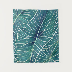 Tapiz Hojas tropicales Verde azuladas de color azul verd