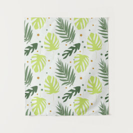 Tapiz Hojas tropicales y puntos de polka sobre la textur