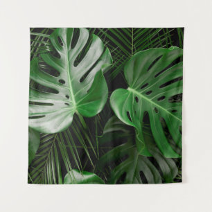 Tapiz Hojas verdes de monstera y hojas de palma