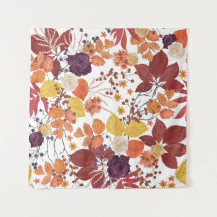 Tapiz Hojas y Rosas de acuarela de otoño