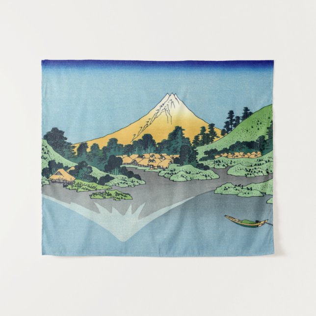 Tapiz Hokusai - El Monte Fuji reflexiona en el lago Kawa (Anverso (horizontal))