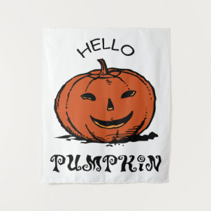 Tapiz Hola calabaza jack-o-lantern ilustracion, negro